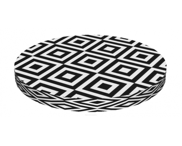 Poduszka na krzesło okrągła welurowa czarno-biała 40 cm DIAMOND